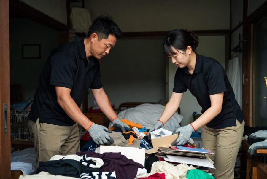 遺品整理の仕分け作業風景
