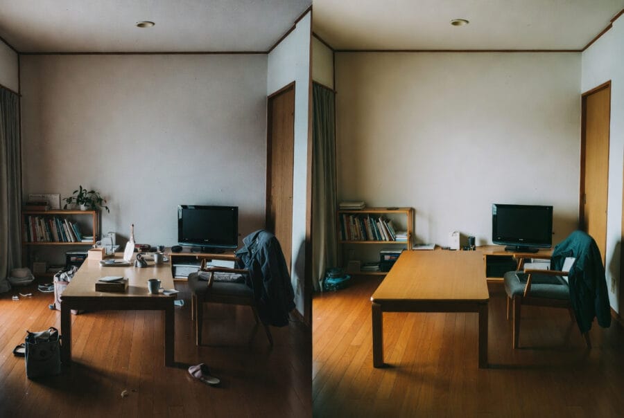 生前整理で部屋を片付ける高齢者