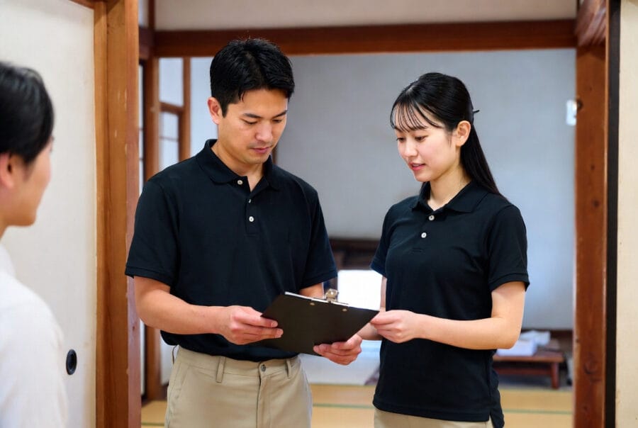 遺品整理スタッフがお客様と打ち合わせする様子