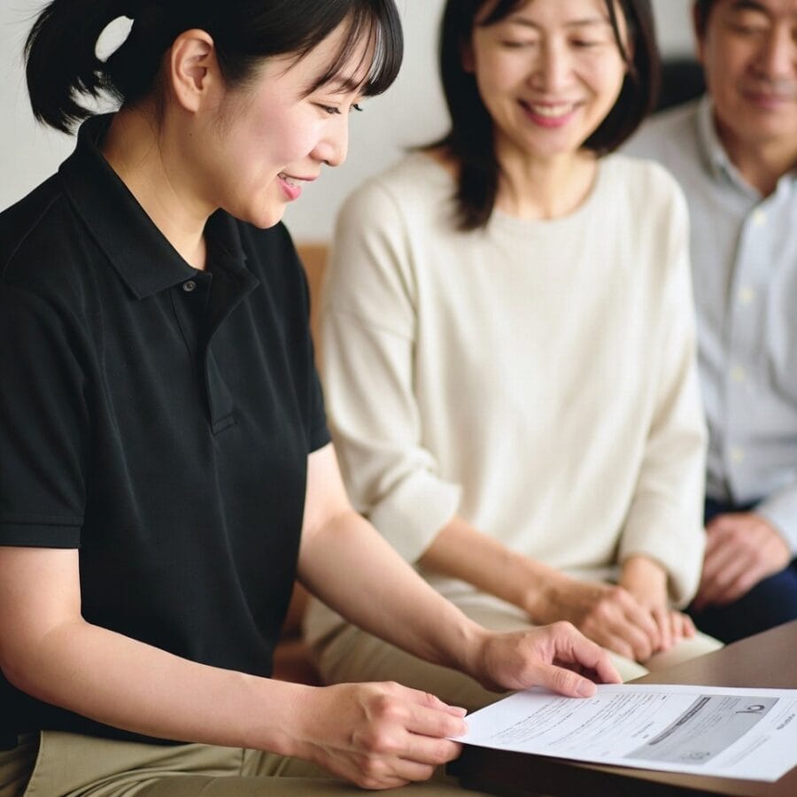 丁寧に説明している接客シーン