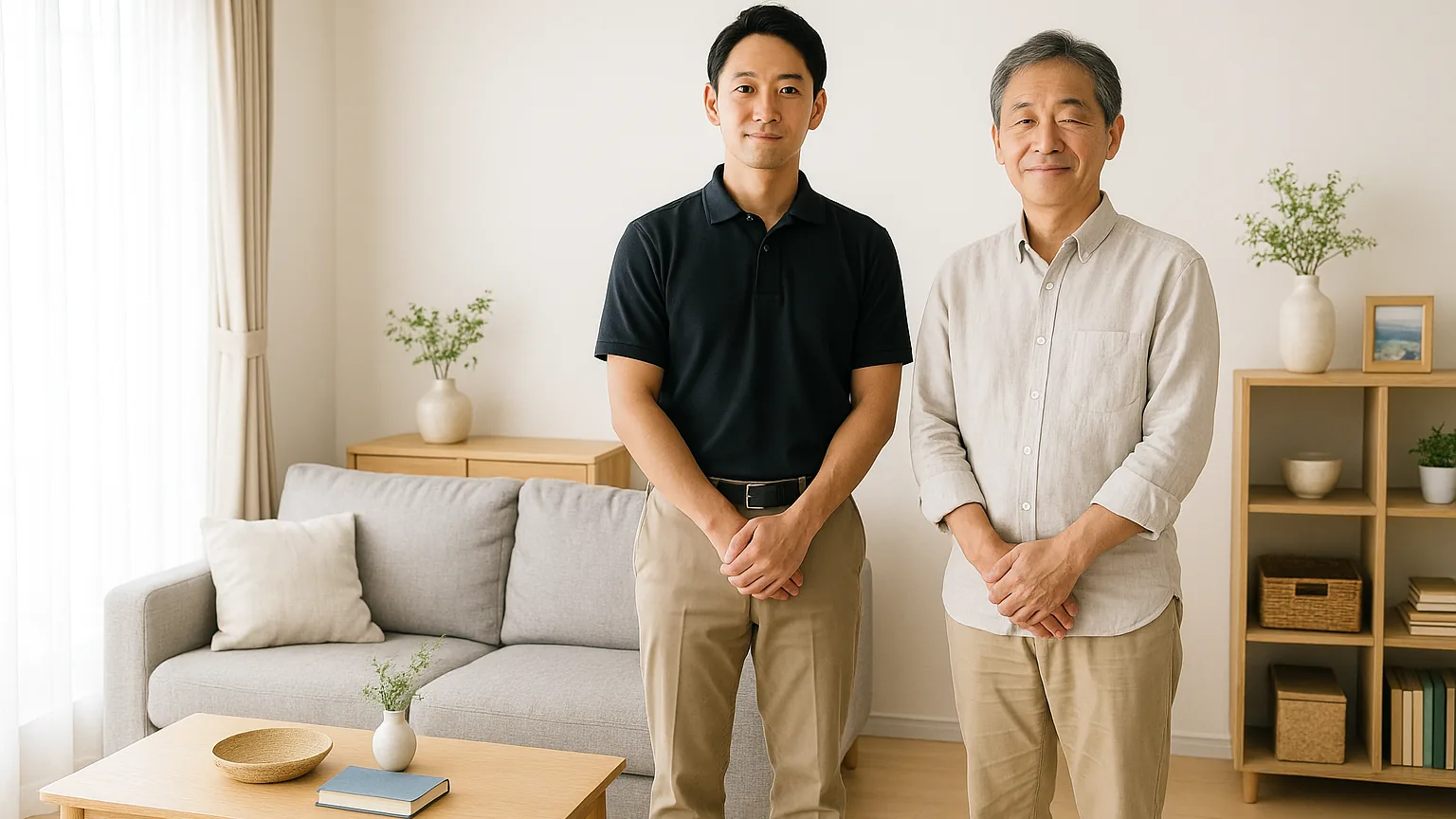 整理の相談を終えて穏やかな表情のご家族（イメージ）