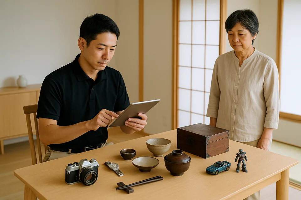 思い出の品を一つずつ査定する様子(イメージ)
