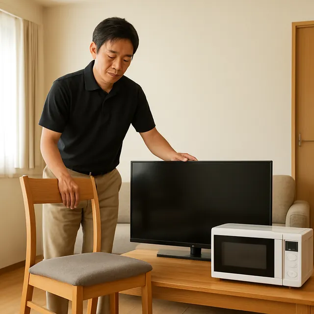 足立区でダイニングチェア・有機ELテレビ・オーブンレンジを確認する出張買取の事例イメージ