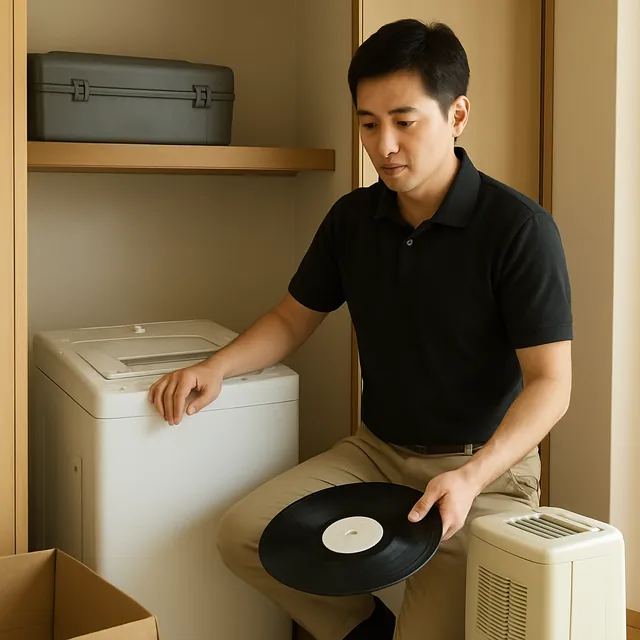 足立区で縦型洗濯機・除湿機・レコードを確認する出張買取＋家片付けの事例イメージ