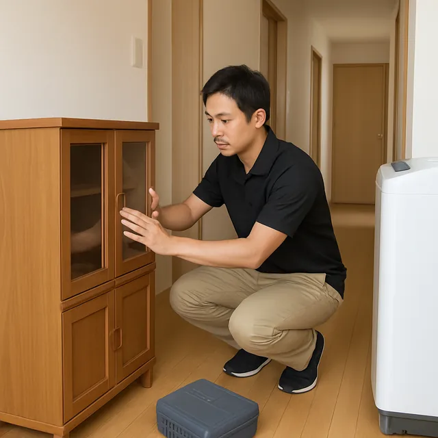 足立区で食器棚・液晶テレビ・有機ELテレビを確認する出張買取＋引越しの事例イメージ
