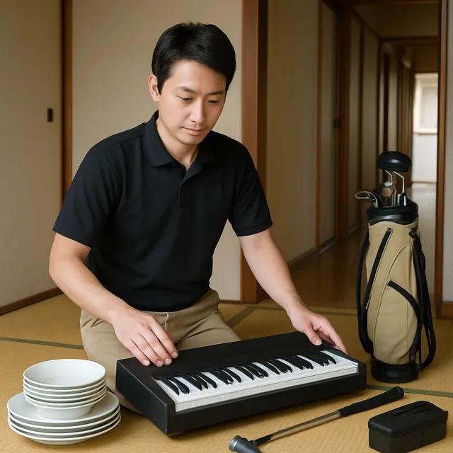 足立区で電子ピアノ・食器セット・ゴルフ用品を確認する出張買取＋不用品回収の事例イメージ