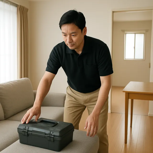 足立区でカウチソファ・デスク・工具箱を確認する出張買取＋不用品回収の事例イメージ