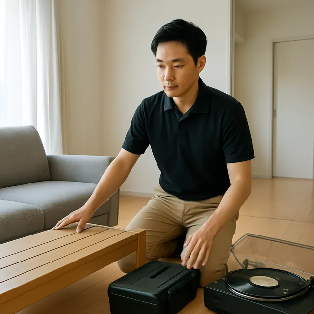 荒川区でカウチソファ・ベッドフレーム・レコードを確認する出張買取＋家片付けの事例イメージ