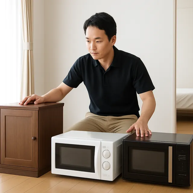 荒川区でキャビネット・オーブンレンジ・電子レンジを確認する出張買取＋遺品整理の事例イメージ