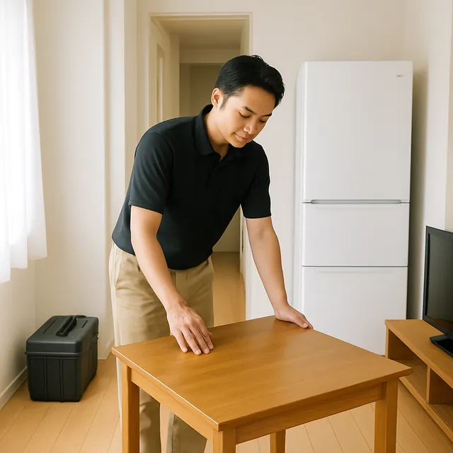 荒川区でダイニングテーブル・冷蔵庫・液晶テレビを確認する出張買取＋不用品回収の事例イメージ