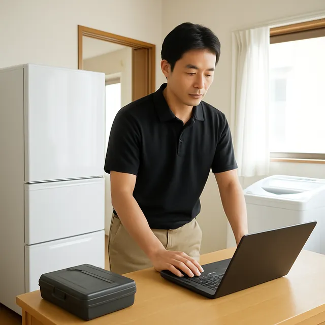 厚木市でデスク・縦型洗濯機・パソコンを確認する出張買取の事例イメージ