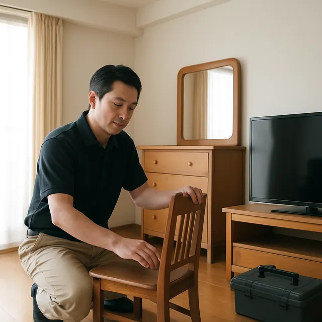 越生町で液晶テレビ・電子レンジ・ダイニングチェアを確認する出張買取＋遺品整理の事例イメージ