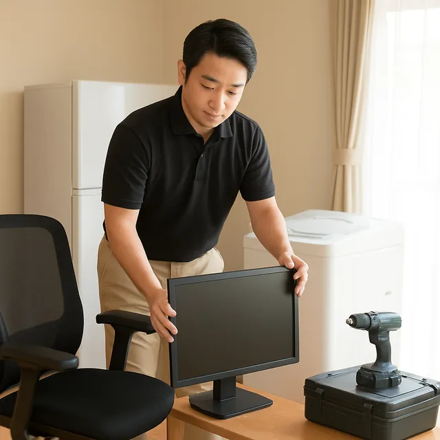 厚木市でオフィスチェア・モニター・電動工具を確認する出張買取＋家片付けの事例イメージ
