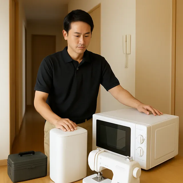 厚木市でオーブンレンジ・空気清浄機・ミシンを確認する出張買取＋家片付けの事例イメージ