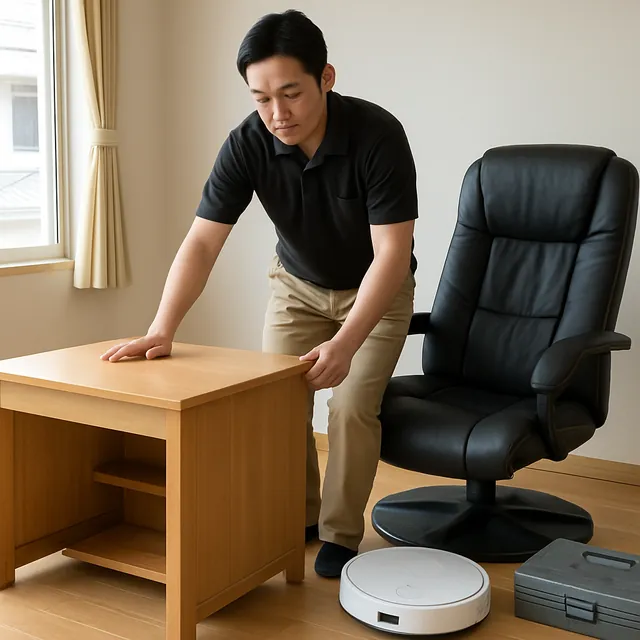 富士見市で学習机・チェスト・ロボット掃除機を確認する出張買取＋引越しの事例イメージ