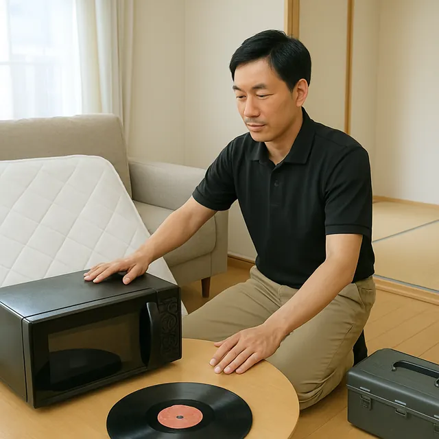 厚木市でマットレス・オーブンレンジ・レコードを確認する出張買取＋不用品回収の事例イメージ