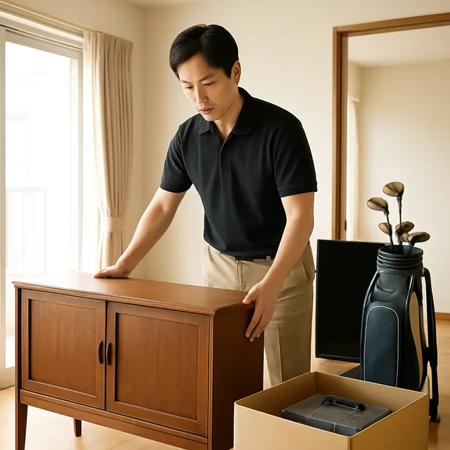 飯能市で自転車・ゴルフ用品・工具箱を確認する出張買取＋不用品回収の事例イメージ
