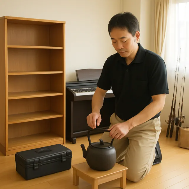 文京区で本棚・電子ピアノ・釣具を確認する出張買取＋家片付けの事例イメージ