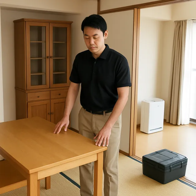 文京区でダイニングテーブル・食器棚・空気清浄機を確認する出張買取＋家片付けの事例イメージ