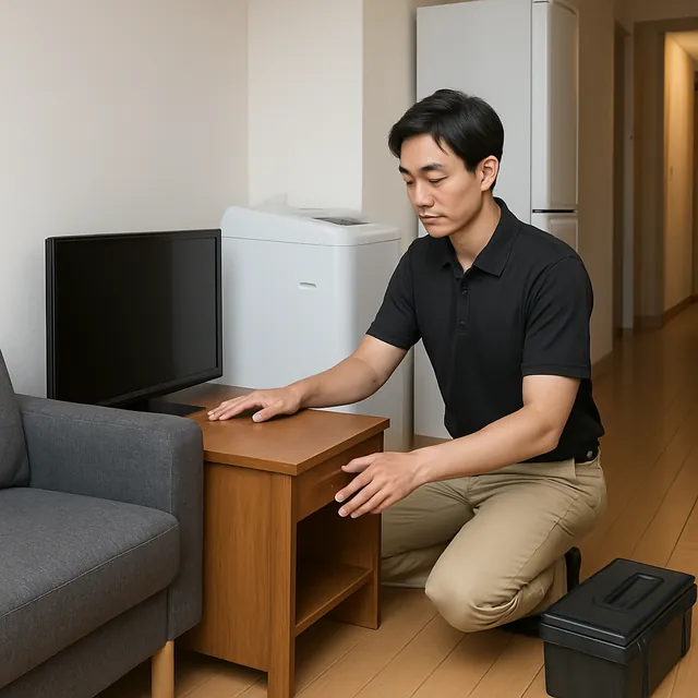 文京区でカウチソファ・テレビボード・学習机を確認する出張買取＋引越しの事例イメージ