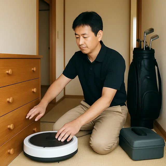 文京区でチェスト・ロボット掃除機・ゴルフ用品を確認する出張買取＋不用品回収の事例イメージ