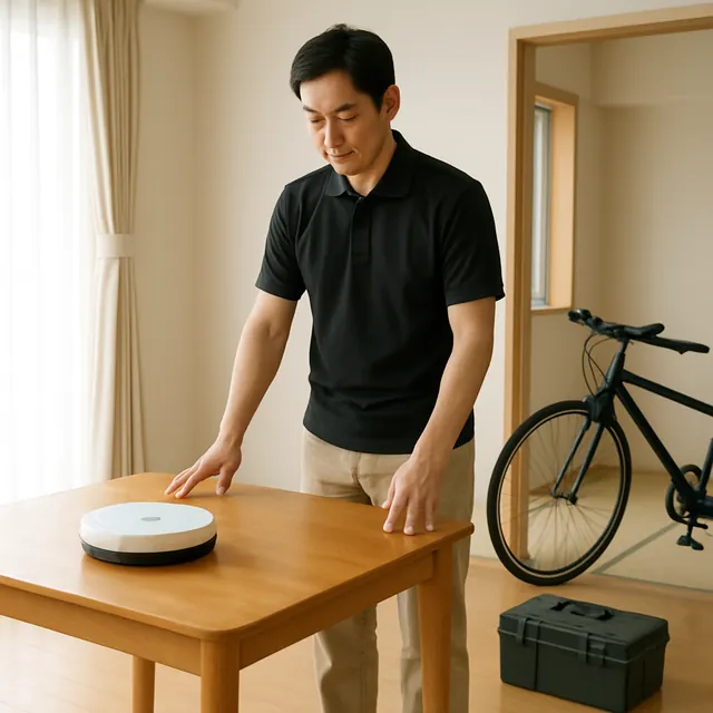 文京区でダイニングテーブル・ロボット掃除機・自転車を確認する出張買取＋不用品回収の事例イメージ