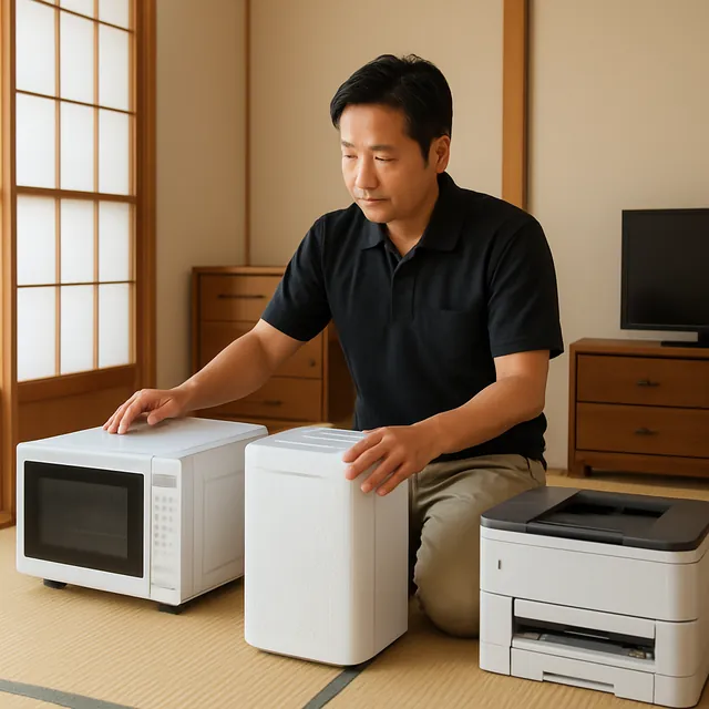 千葉市でオーブンレンジ・空気清浄機・プリンターを確認する出張買取＋遺品整理の事例イメージ