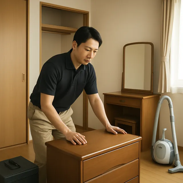 千葉市でテレビボード・ドレッサー・掃除機を確認する出張買取＋引越しの事例イメージ