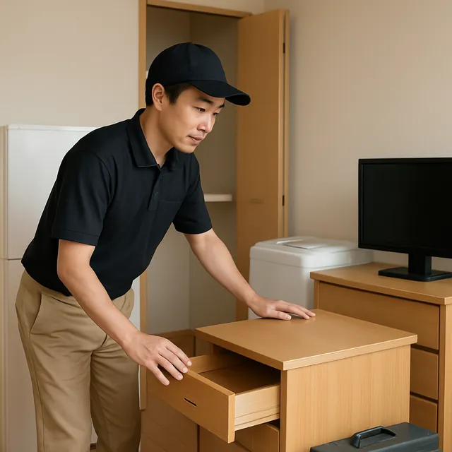 千葉市で学習机・キャビネット・モニターを確認する出張買取＋不用品回収の事例イメージ