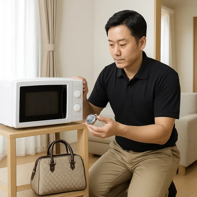 茅ヶ崎市でレンジ台・ブランドバッグ・腕時計を確認する出張買取＋家片付けの事例イメージ