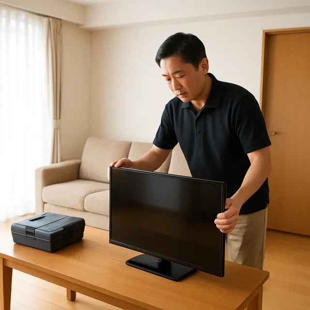 千代田区で3人掛けソファ・ダイニングテーブル・有機ELテレビを確認する出張買取＋家片付けの事例イメージ