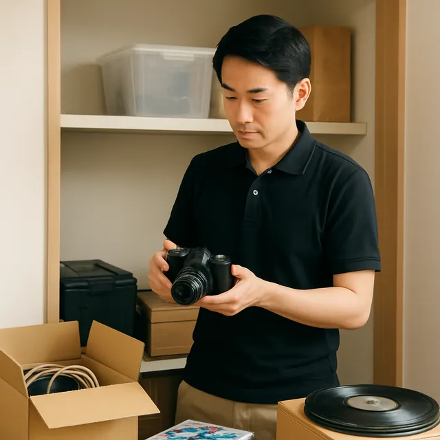 千代田区でカメラ・ホビー用品・レコードを確認する出張買取＋家片付けの事例イメージ