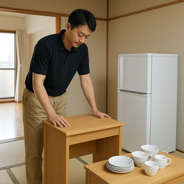 千代田区で学習机・冷蔵庫・食器セットを確認する出張買取＋家片付けの事例イメージ