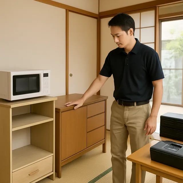 千代田区でサイドボード・レンジ台・アンプを確認する出張買取＋遺品整理の事例イメージ