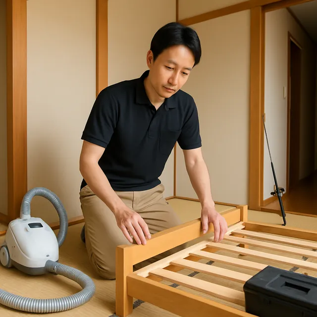 千代田区でベッドフレーム・掃除機・釣具を確認する出張買取＋不用品回収の事例イメージ