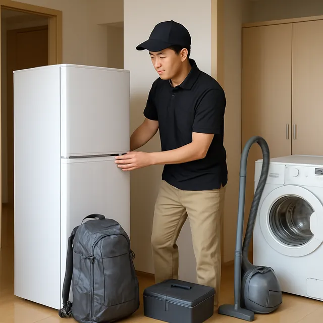 千代田区で冷蔵庫・掃除機・アウトドア用品を確認する出張買取＋不用品回収の事例イメージ