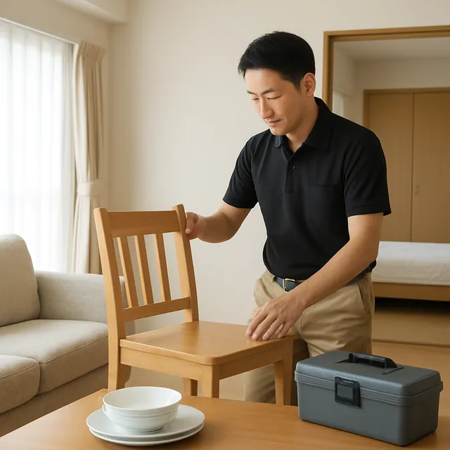 中央区でダイニングチェア・食器セット・工具箱を確認する出張買取＋不用品回収の事例イメージ
