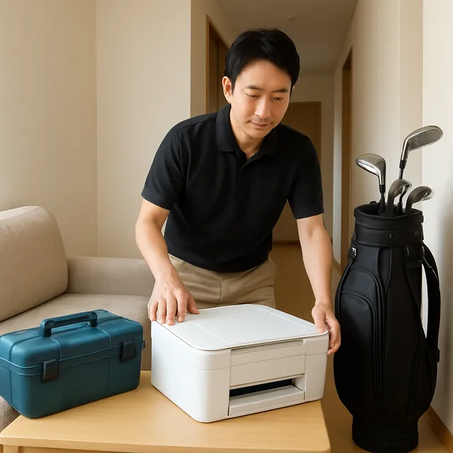 海老名市でプリンター・電動工具・ゴルフ用品を確認する出張買取＋家片付けの事例イメージ