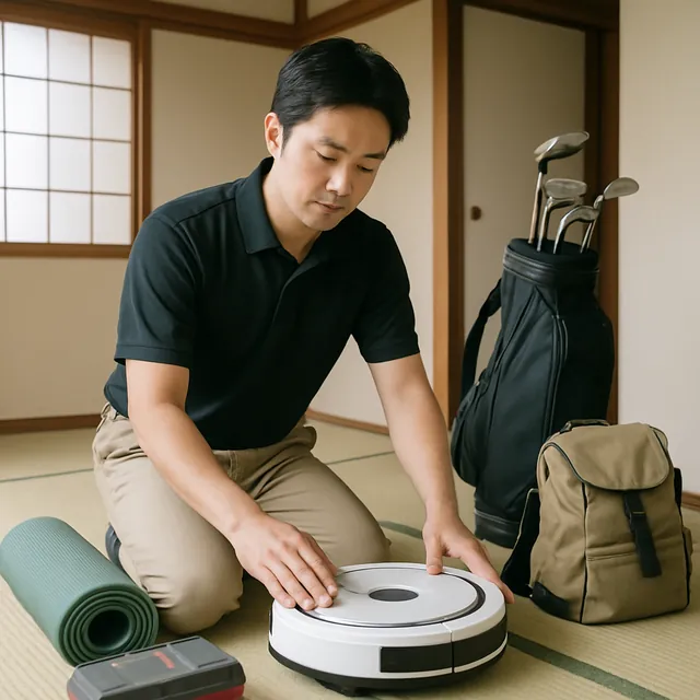 海老名市でロボット掃除機・ゴルフ用品・アウトドア用品を確認する出張買取＋引越しの事例イメージ
