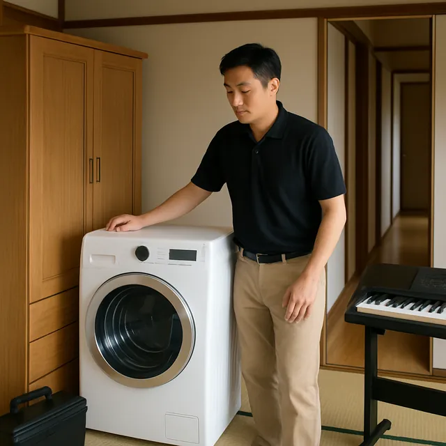 海老名市で洋服タンス・ドラム式洗濯機・電子ピアノを確認する出張買取＋不用品回収の事例イメージ