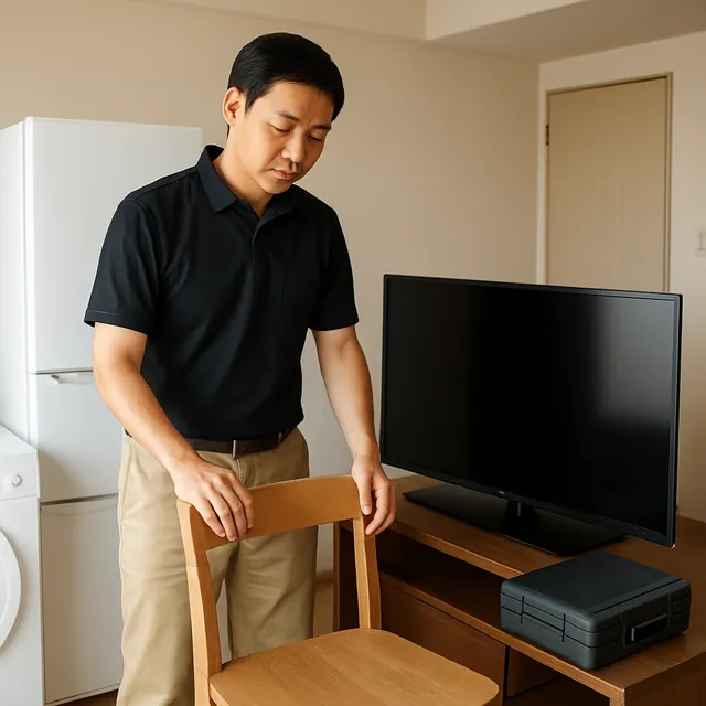 海老名市でダイニングチェア・有機ELテレビ・パソコンを確認する出張買取＋不用品回収の事例イメージ