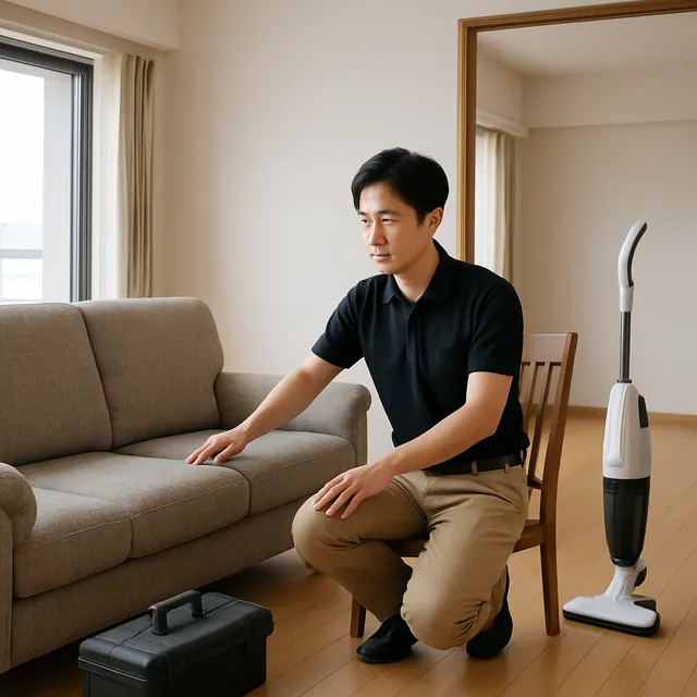海老名市で3人掛けソファ・ダイニングチェア・掃除機を確認する出張買取＋不用品回収の事例イメージ