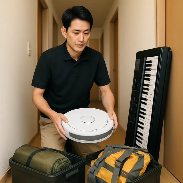 江戸川区でロボット掃除機・電子ピアノ・アウトドア用品を確認する出張買取の事例イメージ