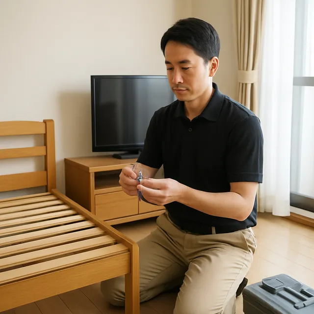 江戸川区でベッドフレーム・テレビボード・腕時計を確認する出張買取＋家片付けの事例イメージ