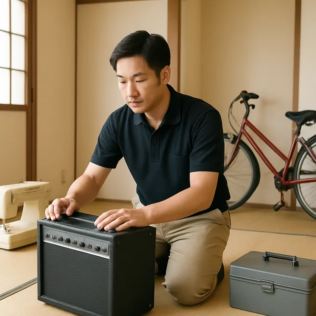 江戸川区でアンプ・ミシン・自転車を確認する出張買取＋引越しの事例イメージ