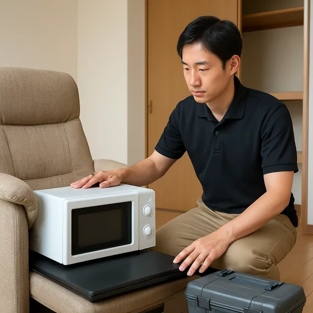 江戸川区でリクライニングチェア・オーブンレンジ・パソコンを確認する出張買取＋引越しの事例イメージ
