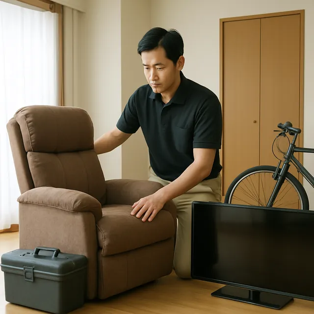 藤沢市でリクライニングチェア・有機ELテレビ・自転車を確認する出張買取＋遺品整理の事例イメージ
