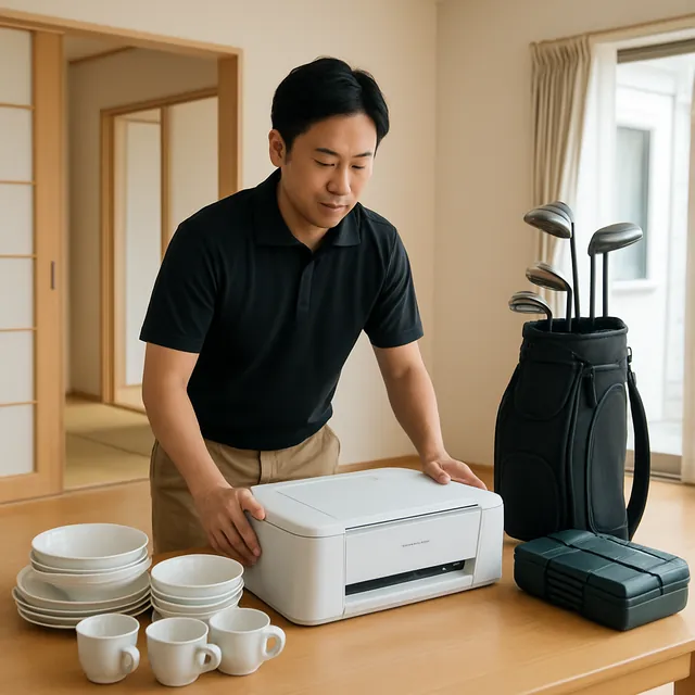 藤沢市でプリンター・食器セット・ゴルフ用品を確認する出張買取＋引越しの事例イメージ