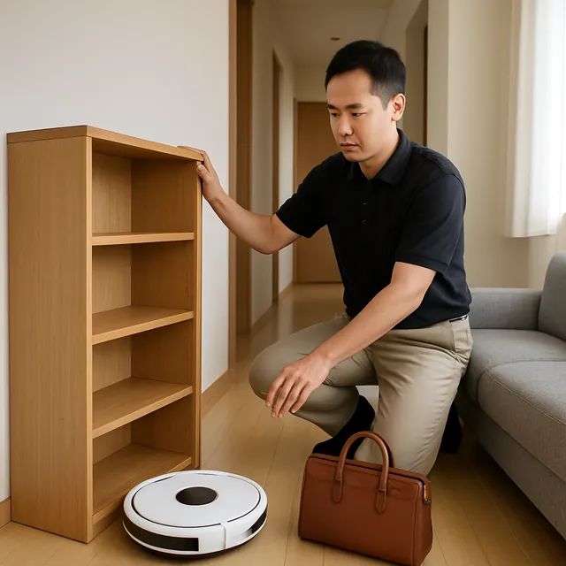 藤沢市で本棚・ロボット掃除機・ブランドバッグを確認する出張買取＋不用品回収の事例イメージ