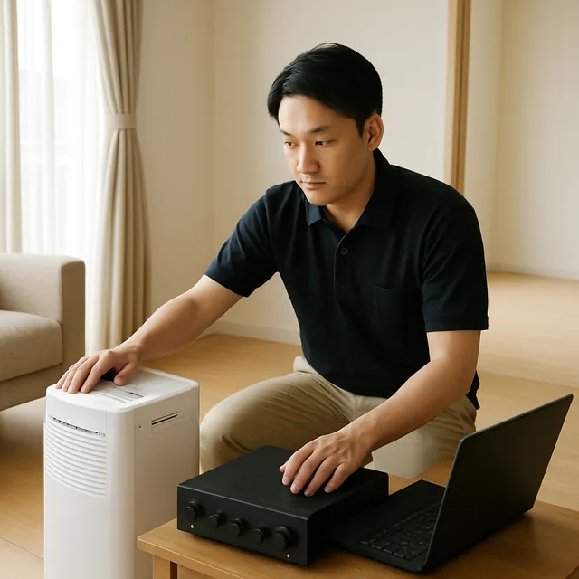 船橋市で除湿機・アンプ・パソコンを確認する出張買取＋家片付けの事例イメージ